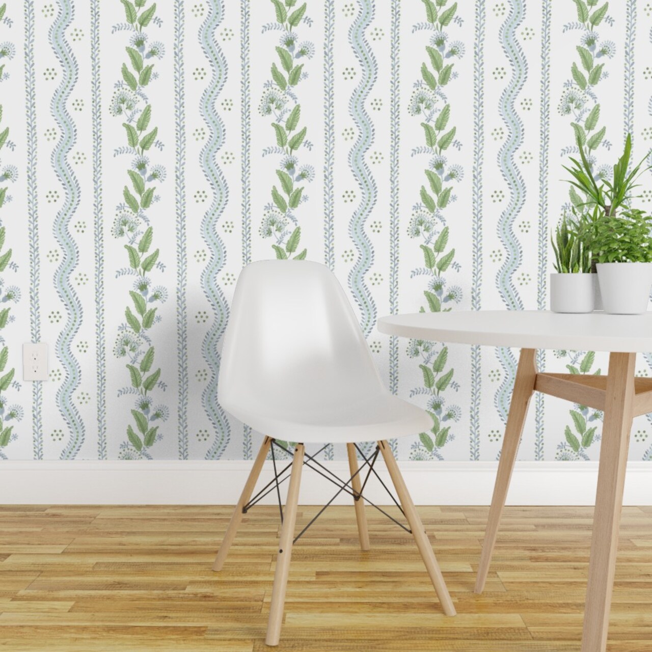 Pre Pasted Wallpaper 2FT Wide Soft Blue Greens White Stripe Green pre-pasted-wallpaper-2ft-wide-soft-blue-greens-white-stripe-green